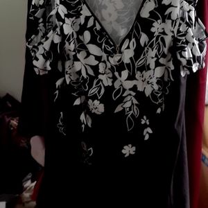 Ladies floral, cold shoulder top